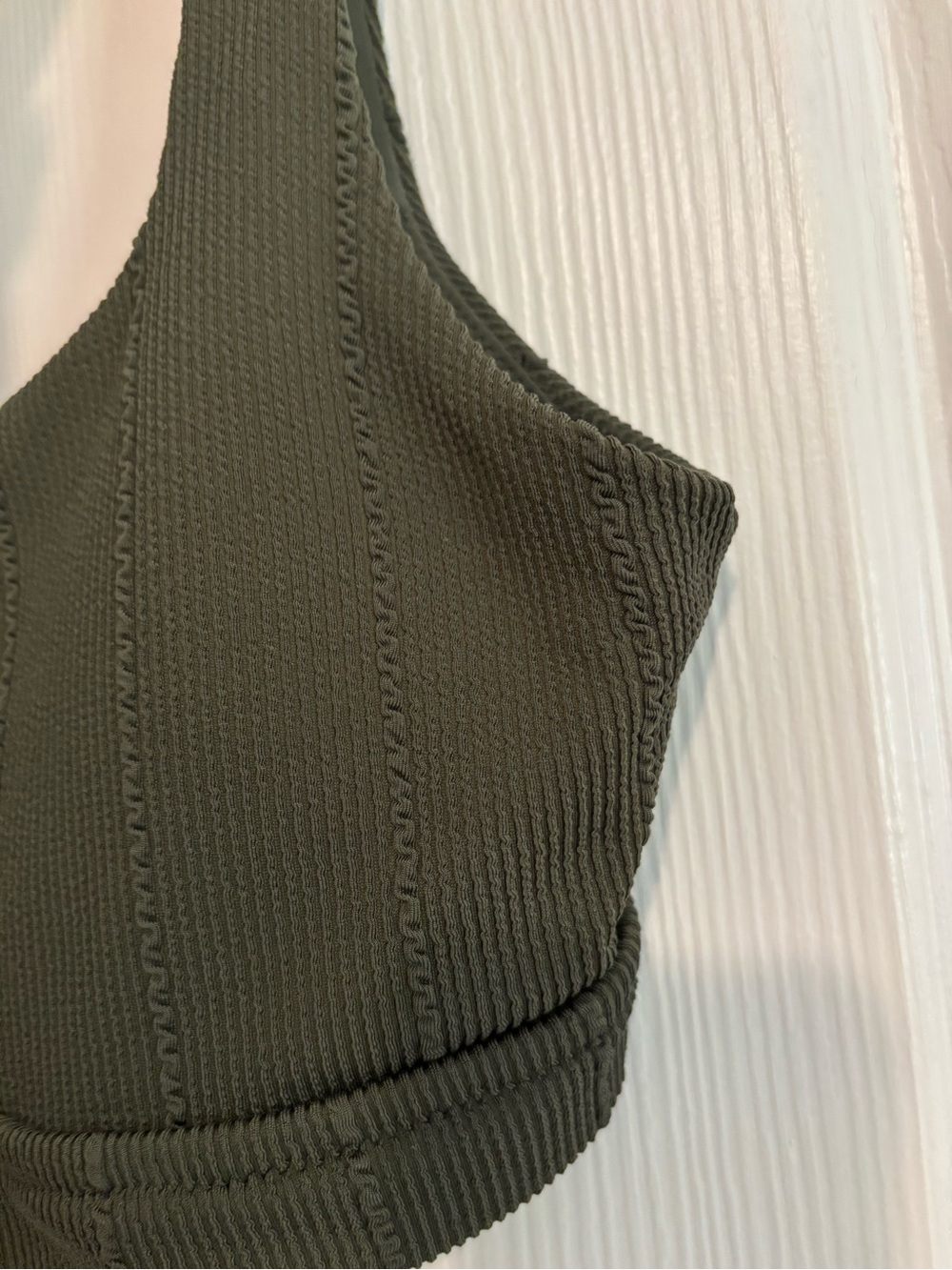 aerie Ribbed Scoop Women’s Bikini Top in Olive - Picture 6 of 9